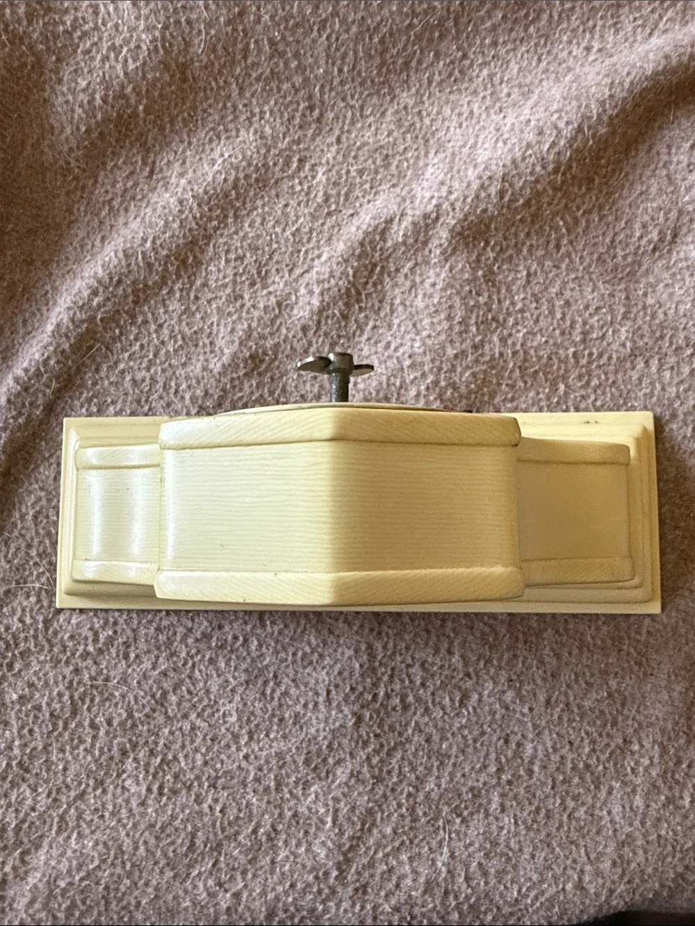Vintage Ivory Celluloid Cream Mantel Clock Wall Shelf